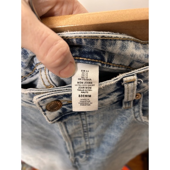 & Denim By H&M Loose Mom Ultra High Waist Ankle Length Jeans Women's Size 12 Y2K - Picture 8 of 9
